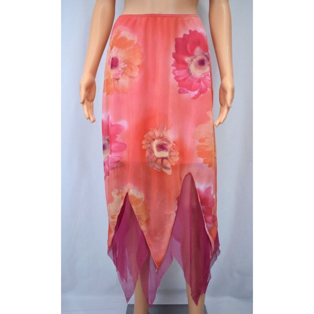 Vintage Y2K Femme Asymmetric Handkerchief Skirt Size 7 Pixie Fairycore Flowy